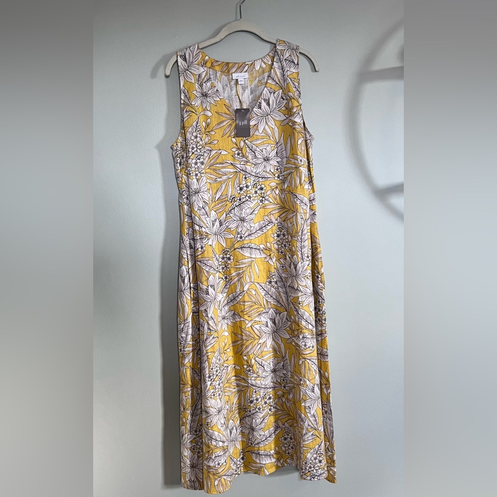 New with tags J Jill Large linen dress 12/14 Beautiful Sunny Yellow!